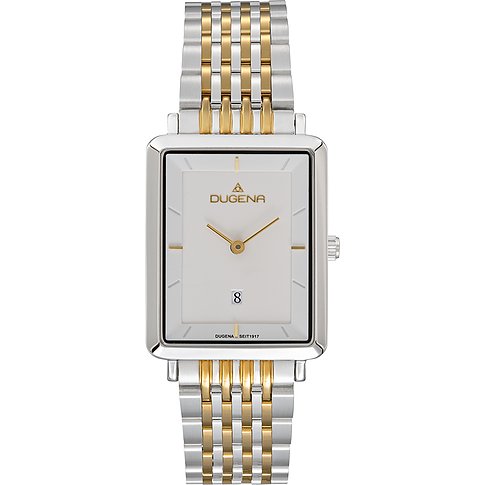 Dugena Damenuhr mit Edelstahlgehäuse, bicolor, analog, mit Datumsanzeige.
