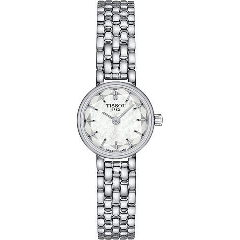 Tissot Damenuhr mit Edelstahlgehäuse und Perlmutt-Zifferblatt.
