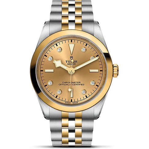 Tudor Unisexuhr mit Edelstahlgehäuse, bicolor, analog, mit Diamanten.