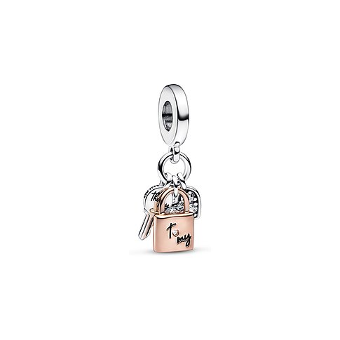 Pandora Anhängeschmuck aus 925er Silber und rosé vergoldetem Metall mit Zirkonia.
