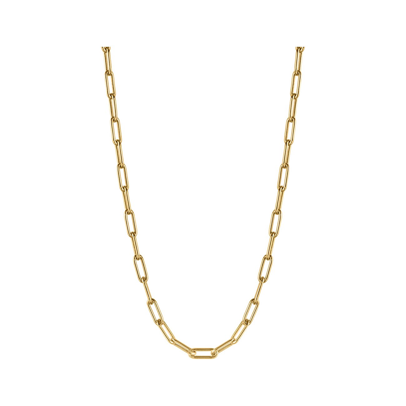 Jacques Lemans 925 sterlingsølv halskæde med rektangulære led, guldfarvet