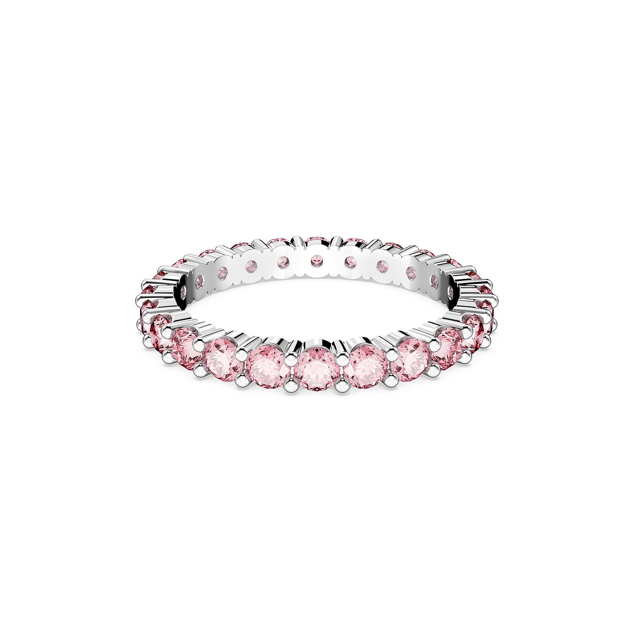 Swarovski Ring aus Metall mit pinken Swarovski-Kristallen.