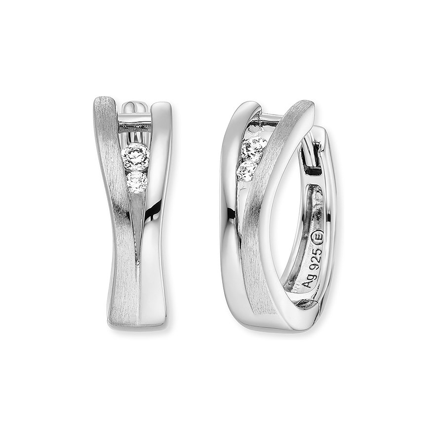 Engelsrufer Orecchini A Cerchio Donna In Argento 925 Rodiato, Con 38 Zirconi Bianchi, 13 Mm