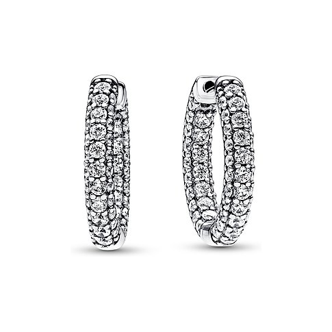 Pandora Creolen aus 925er Silber mit weißen Zirkonia.