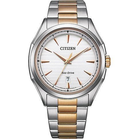 Citizen Herrenuhr mit Edelstahlgehäuse, bicolor, analog mit Datum.