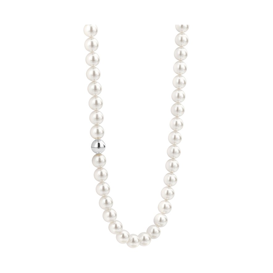 Ti Sento - Milano 925er Silberperlenkette mit runden, cremefarbenen Perlen und einem silbernen Detail.
