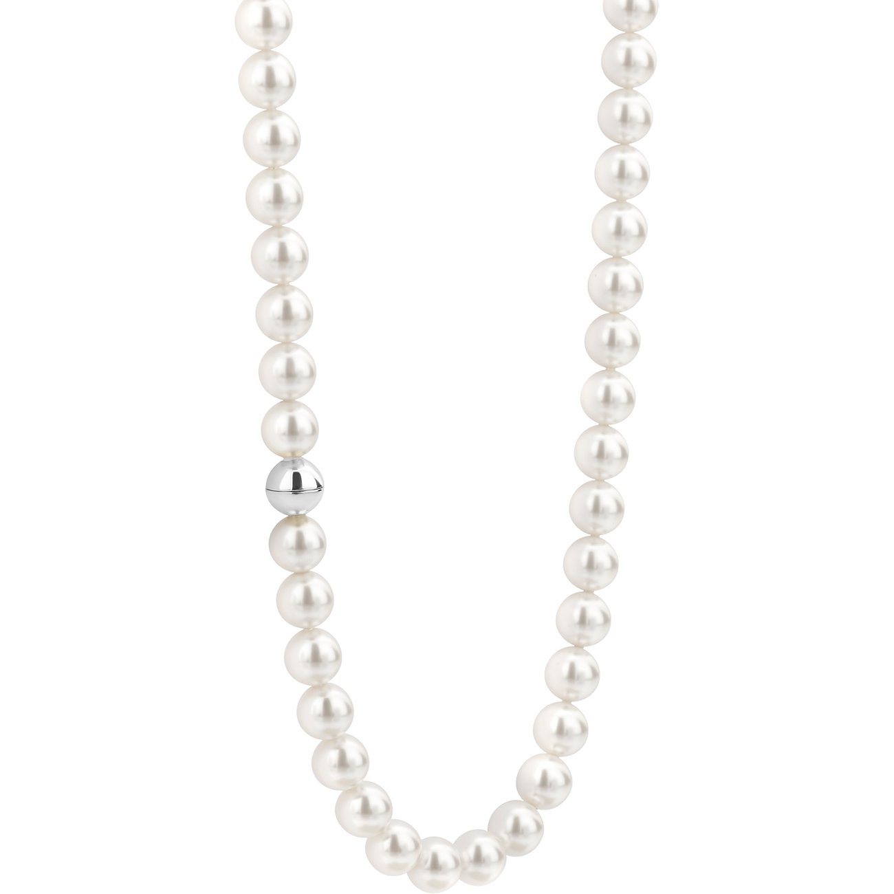 Ti Sento - Milano 925er Silberperlenkette mit runden, cremefarbenen Perlen und einem silbernen Detail.