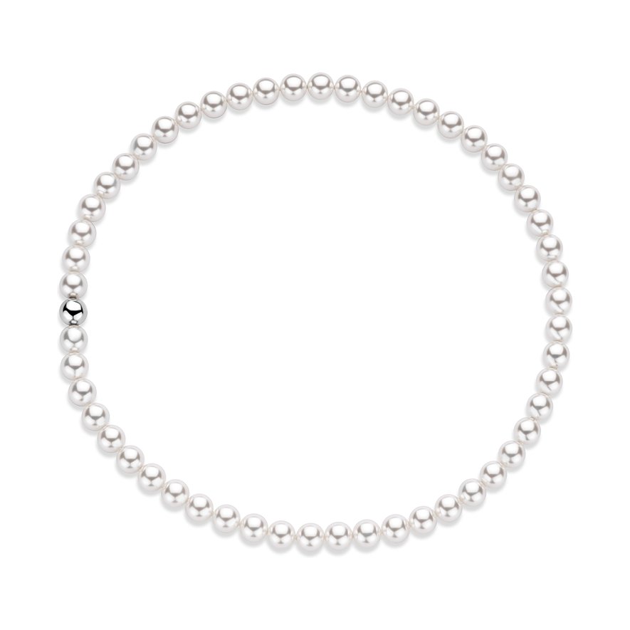Ti Sento - Milano 925er Silber Collier mit einzelnen weißen Perlen und einer 925er Silberkugel.