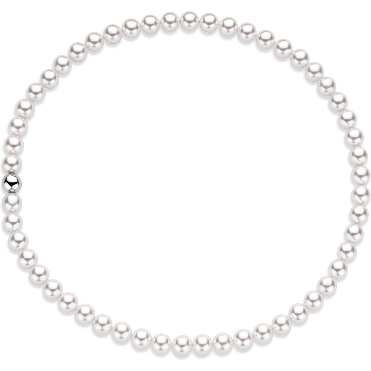 Ti Sento - Milano 925er Silber Collier mit einzelnen weißen Perlen und einer 925er Silberkugel.