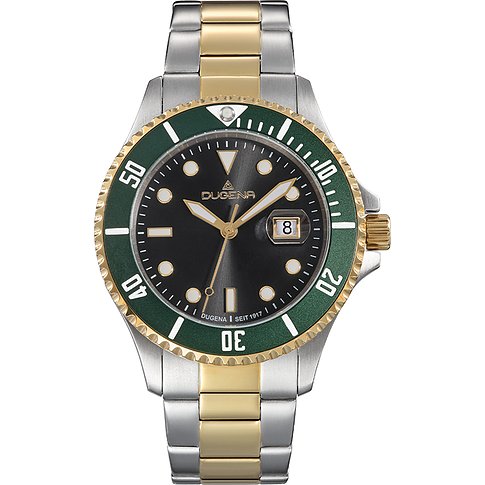 Dugena Herrenuhr mit Edelstahlgehäuse, bicolor, analog, mit Datum.
