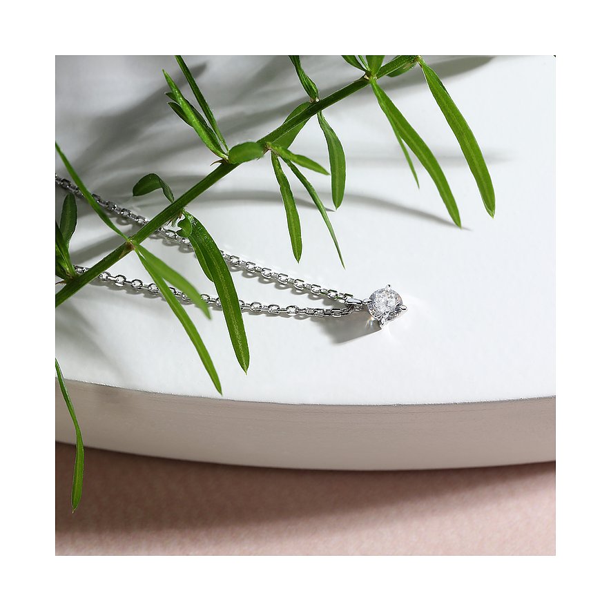Live Diamond Damen-Halskette aus 375 Weißgold mit Diamant.