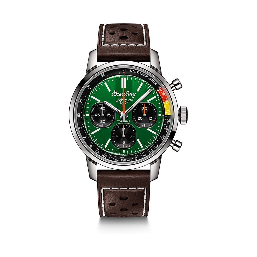 Breitling Chronograph Top Time Cars AB01762A1L1X1, Unisex, Edelstahl, Armband: Leder, Automatik, analog