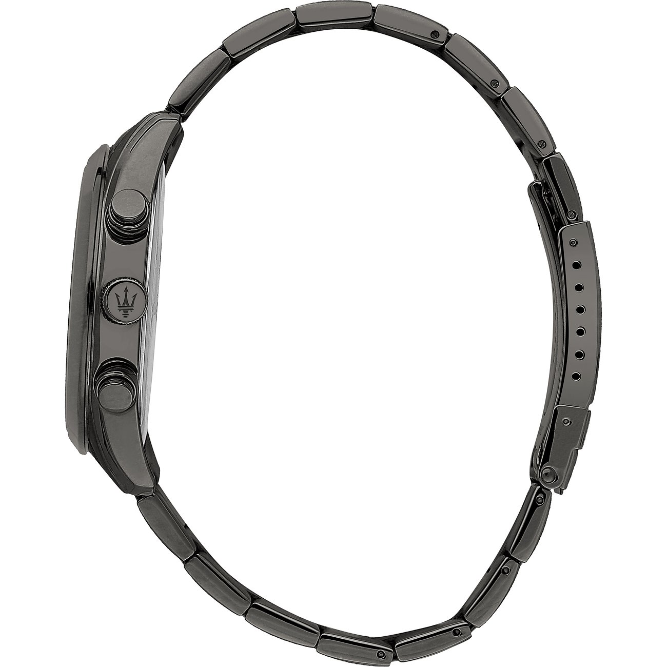 Maserati Herrenuhr mit Edelstahlgehäuse, analog, mit Krone und Chronographendrückern.