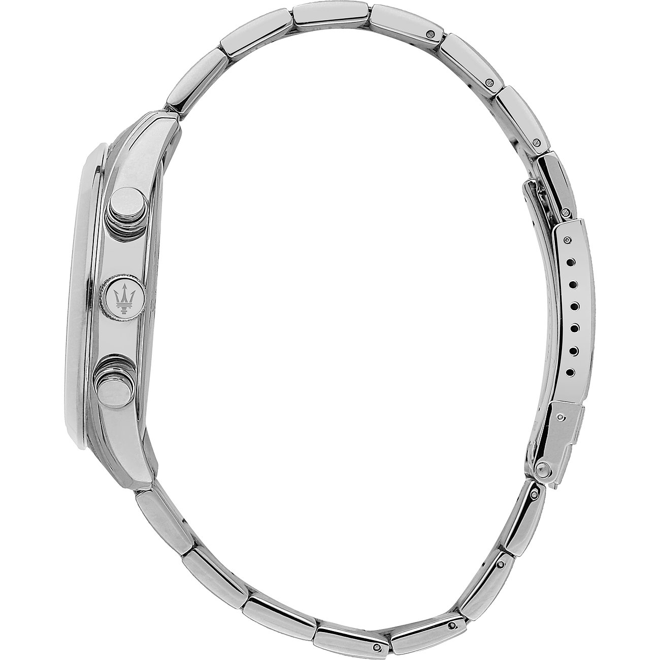 Maserati Herrenuhr mit Edelstahlgehäuse und poliertem Armband.