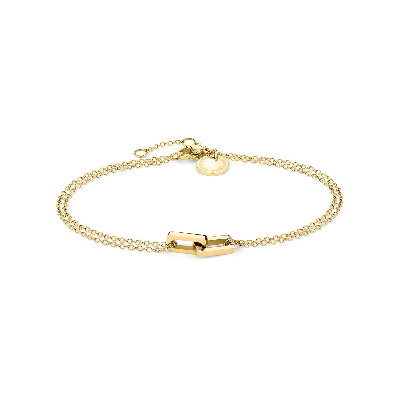 Liebeskind armbånd i rustfrit stål, guldfarvet, med led-element.