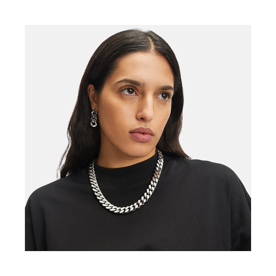 Collana Donna Liebeskind Berlin In Acciaio Inox – Ciondolo Con Tre Piastre Deformi, 50 Cm, Argento, Regalo Con Sacchetto Originale