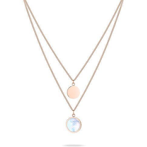 Tamaris halsband i roséfärgat rostfritt stål med pärlemorpärla.