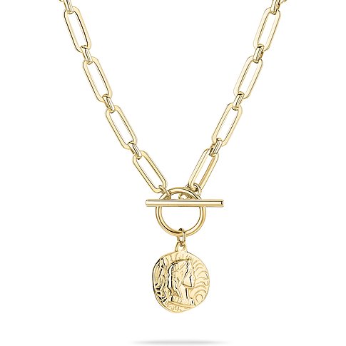 Tamaris halsband i rostfritt stål med myntberlock och bygelknäppning.