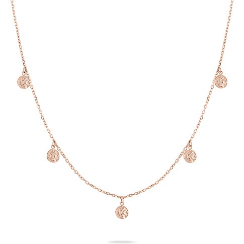 Tamaris Halsschmuck aus Edelstahl mit Münzanhängern, roségoldfarben.