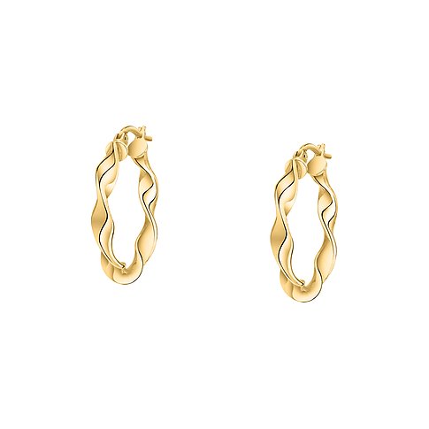 Créoles CHRIST en or jaune 585, torsadées.