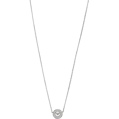 Emporio Armani halsband i 925 silver med glaskristaller och örnlogotyp.