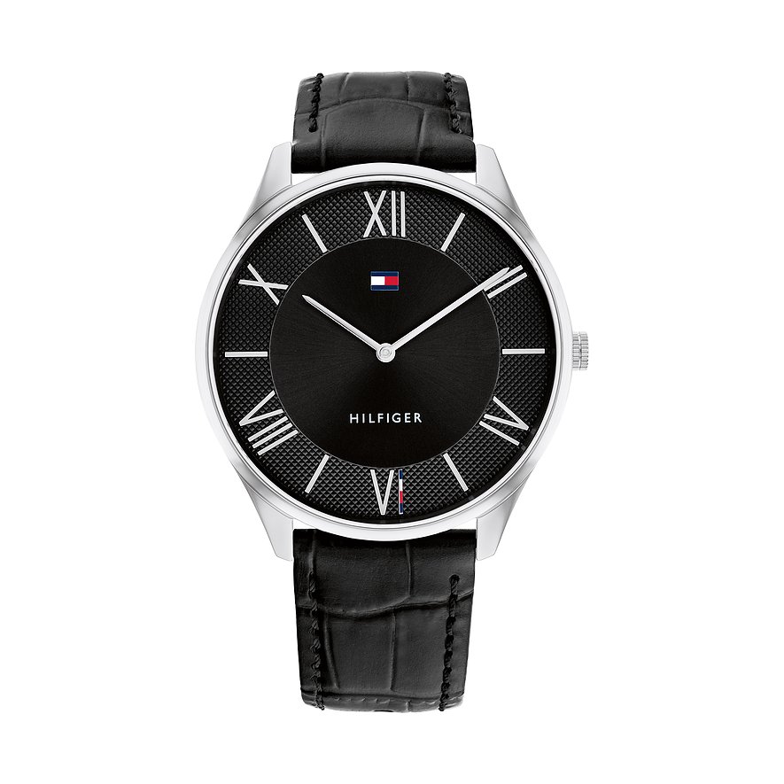 Tommy Hilfiger Herrenuhr 1710516, Herren, Edelstahl, Armband: Leder, Quarz, analog