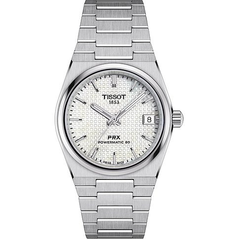 Tissot Unisexuhr aus Edelstahl mit analoger Anzeige und kariertem Zifferblatt.