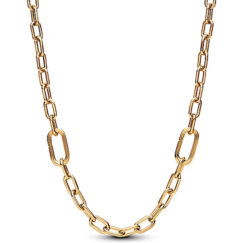 Pandora Halskette aus Metall mit ovalen Gliedern, goldfarben.