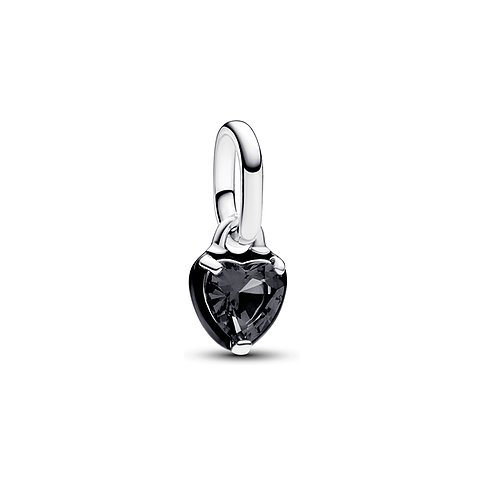 Pandora Anhänger aus 925er Silber mit schwarzem Kristall in Herzform.