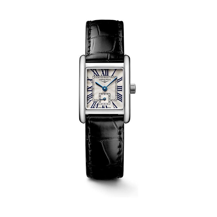 Longines Damenuhr Longines Mini Dolcevita L52004712, Damen, Edelstahl, Armband: Leder, Quarz, analog
