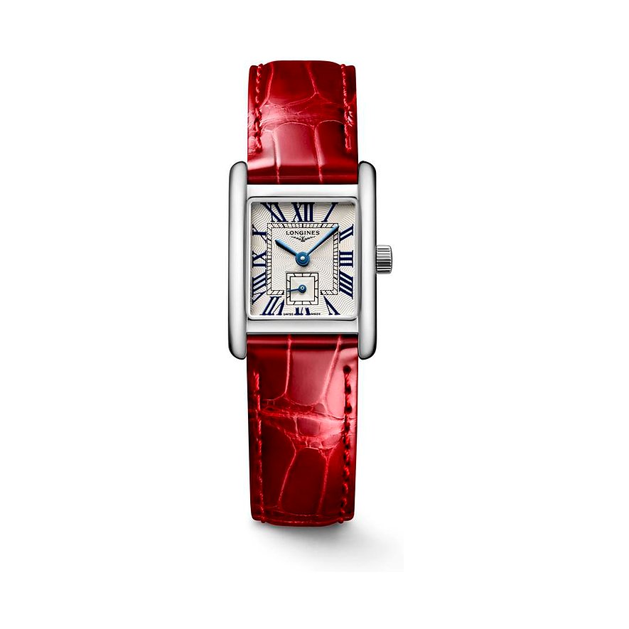 Longines Damenuhr Mini DolceVita L52004715, Edelstahl, Armband: Leder, Quarz, analog