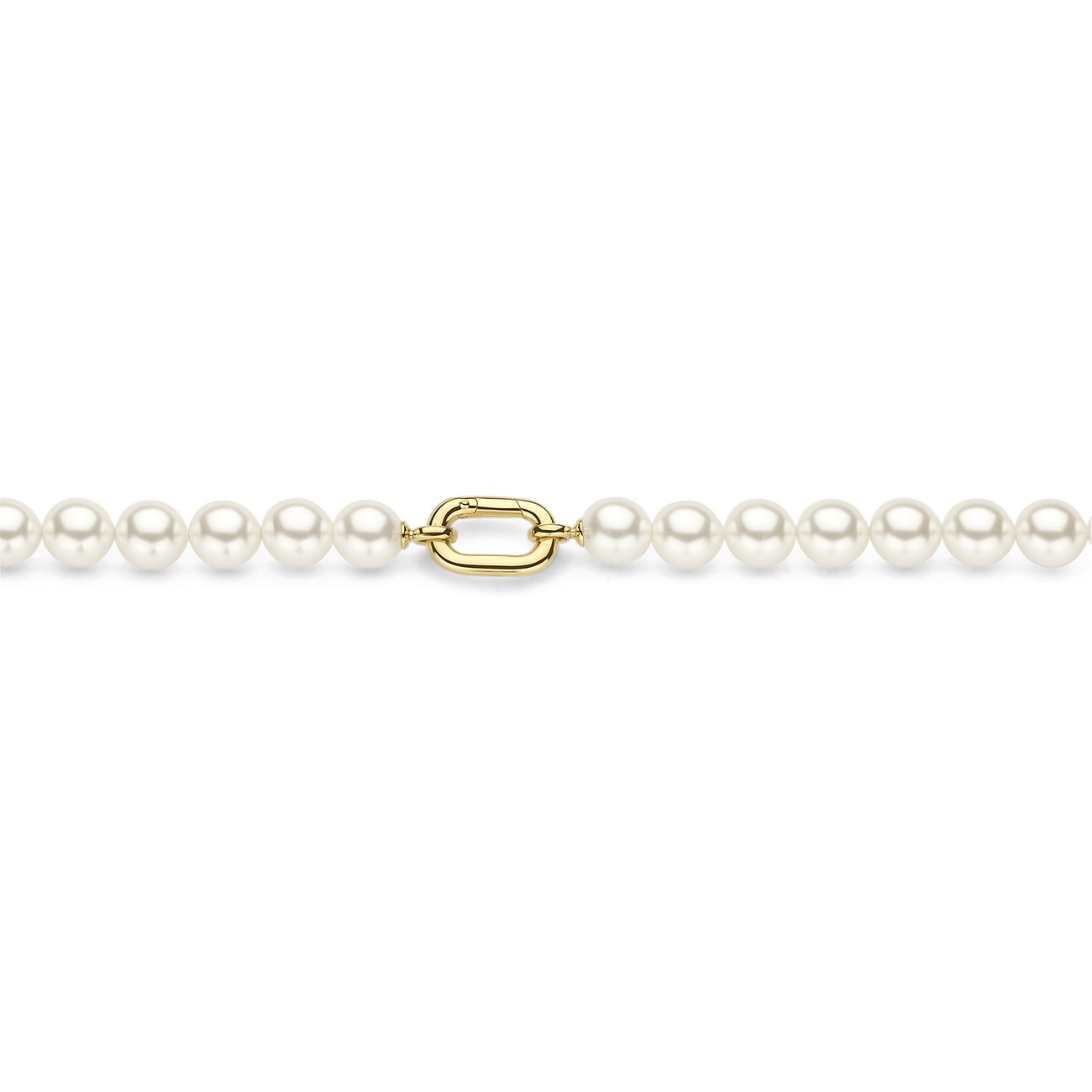 Ti Sento - Milano halsketting van 925 zilver, een parelketting met een langwerpig, goudkleurig kettingschakel in het midden.