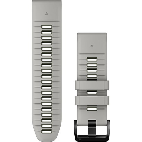 Garmin Uhrenarmband aus grauem Silikon mit schwarzer Dornschließe.