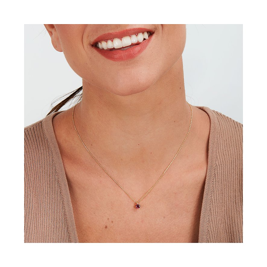 Live Diamond Halsschmuck aus 375 Gelbgold mit Rubin.