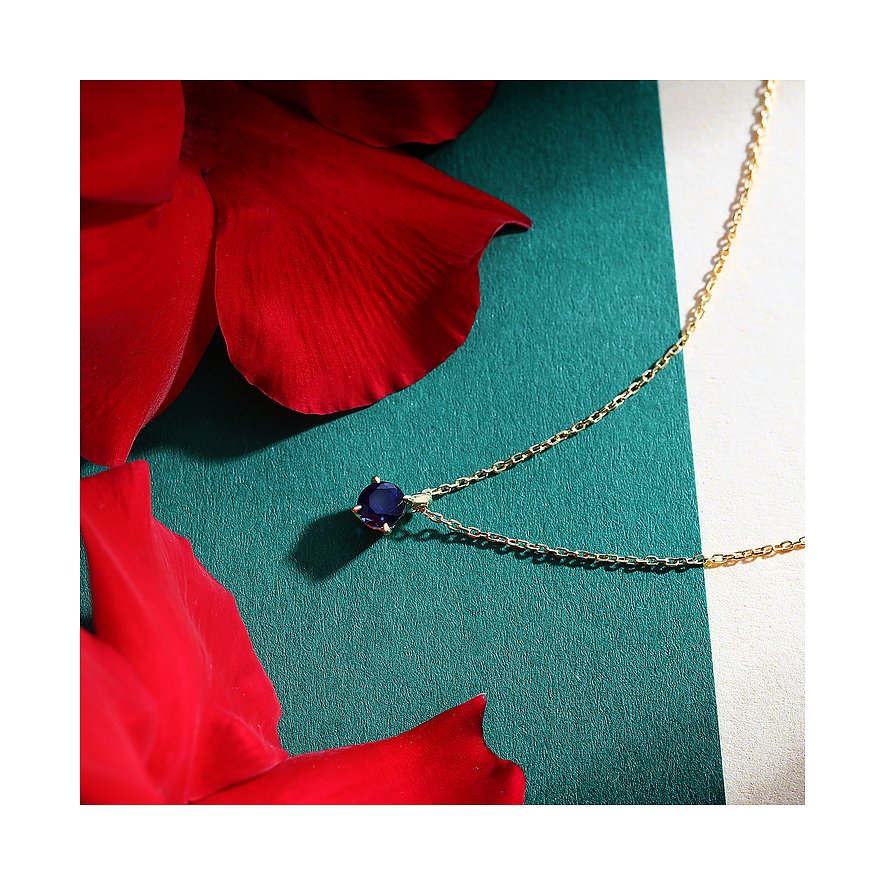 Collier Live Diamond en or jaune 375 avec saphir.