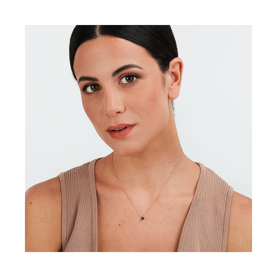 Collier Live Diamond en or jaune 375 avec saphir.