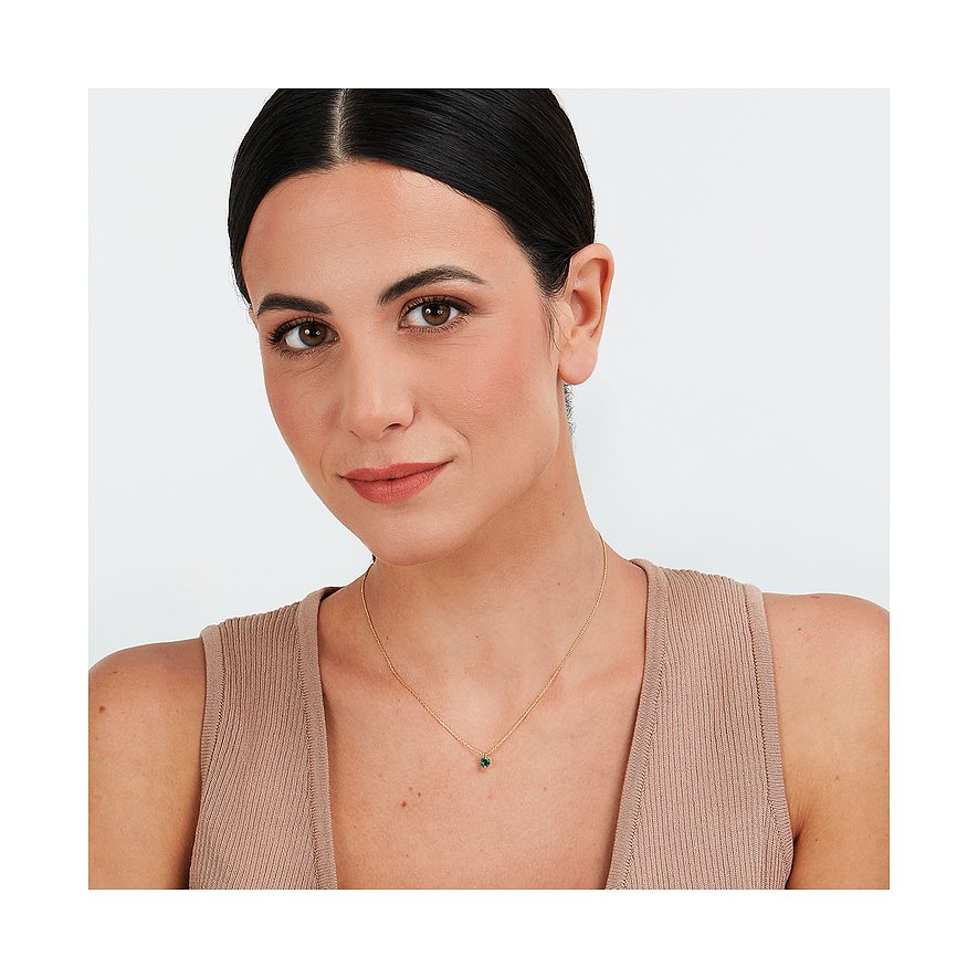 Live Diamond Kette aus 375 Gelbgold mit Smaragd.