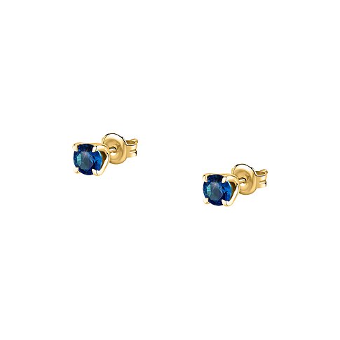 Live Diamond Ohrstecker aus 375 Gelbgold mit blauem Saphir.