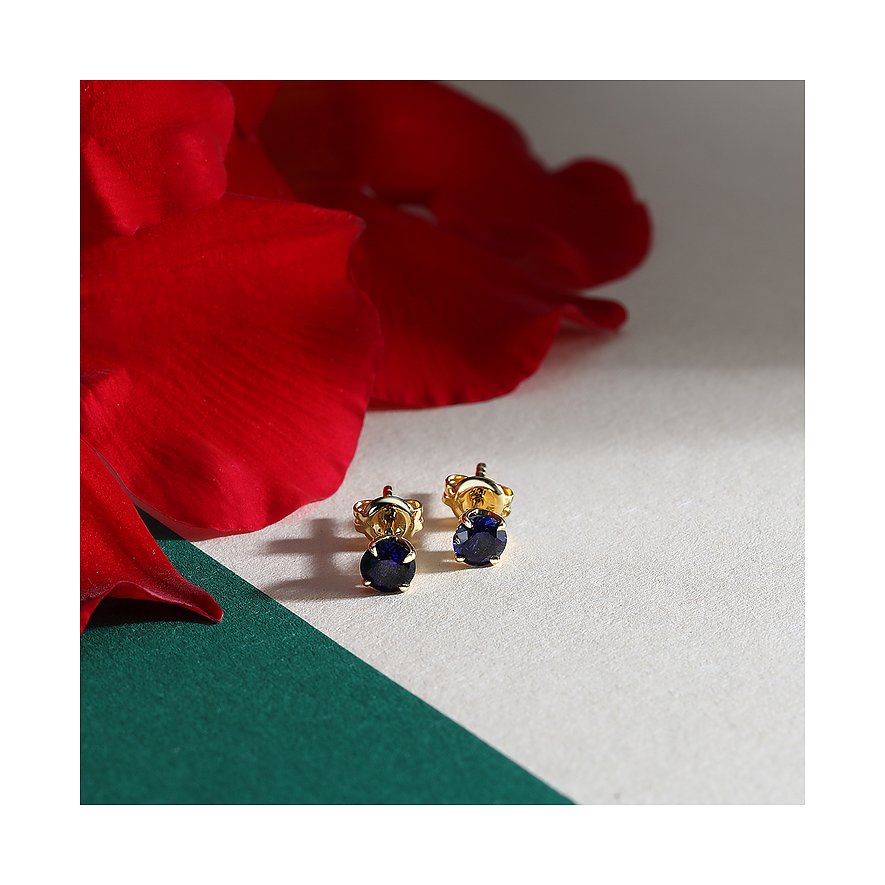 Live Diamond Ohrstecker aus 375 Gelbgold mit Saphiren.