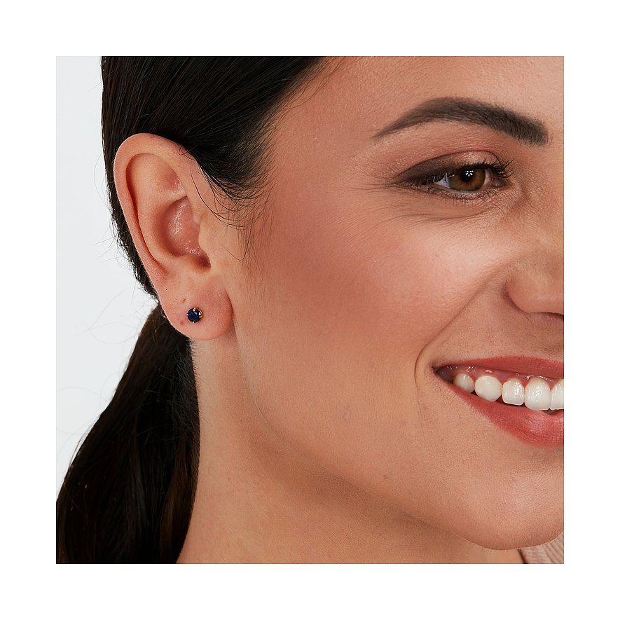 Live Diamond Ohrstecker aus 375 Gelbgold mit Saphir.
