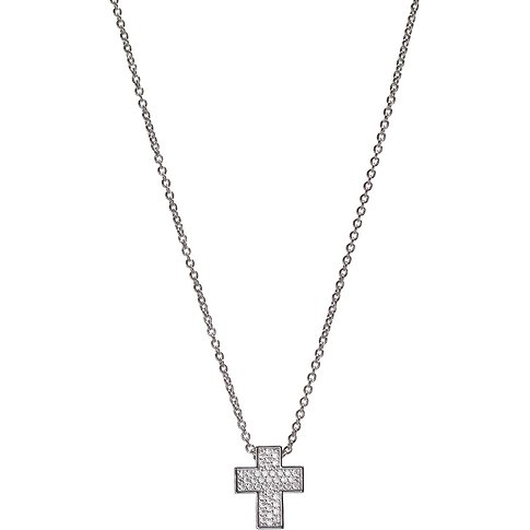 Collier Chiara Ferragni en laiton avec une croix ornée de zirconiums.