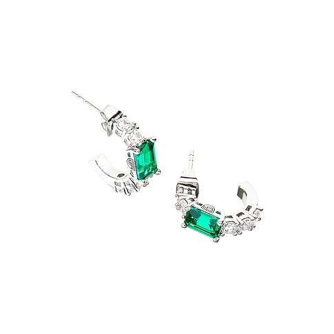 Boucles d'oreilles Chiara Ferragni en laiton avec zirconias verts et pierres blanches.
