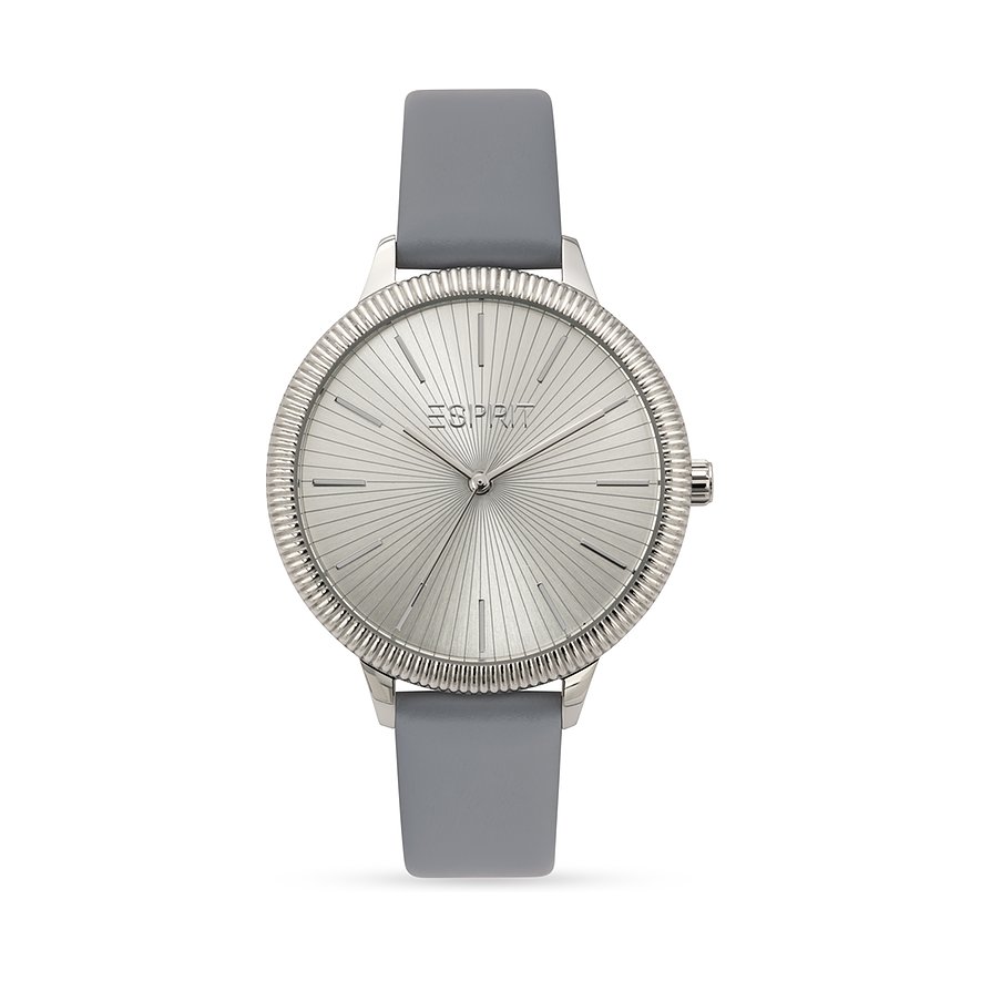 ESPRIT Damenuhr, Damen, Edelstahl, Armband: Leder, Quarz, analog