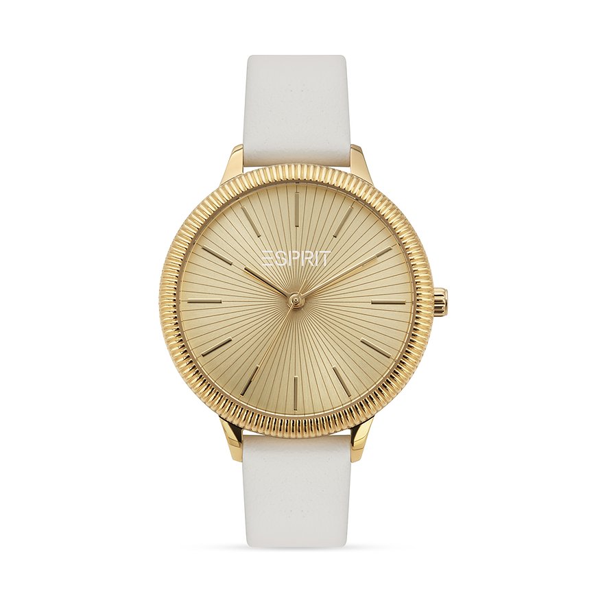 ESPRIT Damenuhr, Damen, Edelstahl, Armband: Leder, Quarz, analog