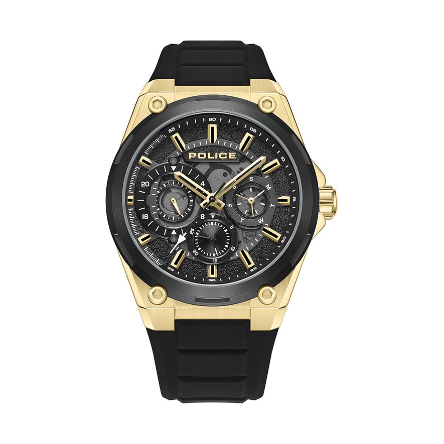 Police Herrenuhr SALKANTAY PEWJQ2203241, Herren, Edelstahl, Armband: Silikon, analog
