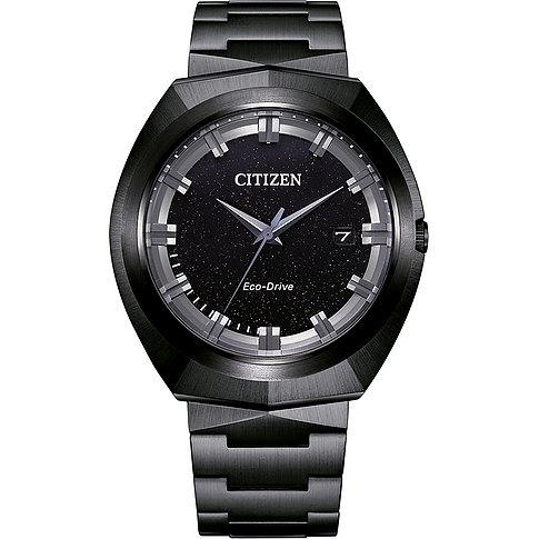 Citizen Herrenuhr mit Edelstahlgehäuse, analog, mit Sternenmuster-Zifferblatt.