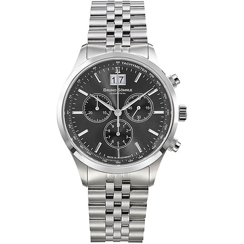 Bruno Söhnle Herrenuhr mit Edelstahlgehäuse und schwarzem Zifferblatt.