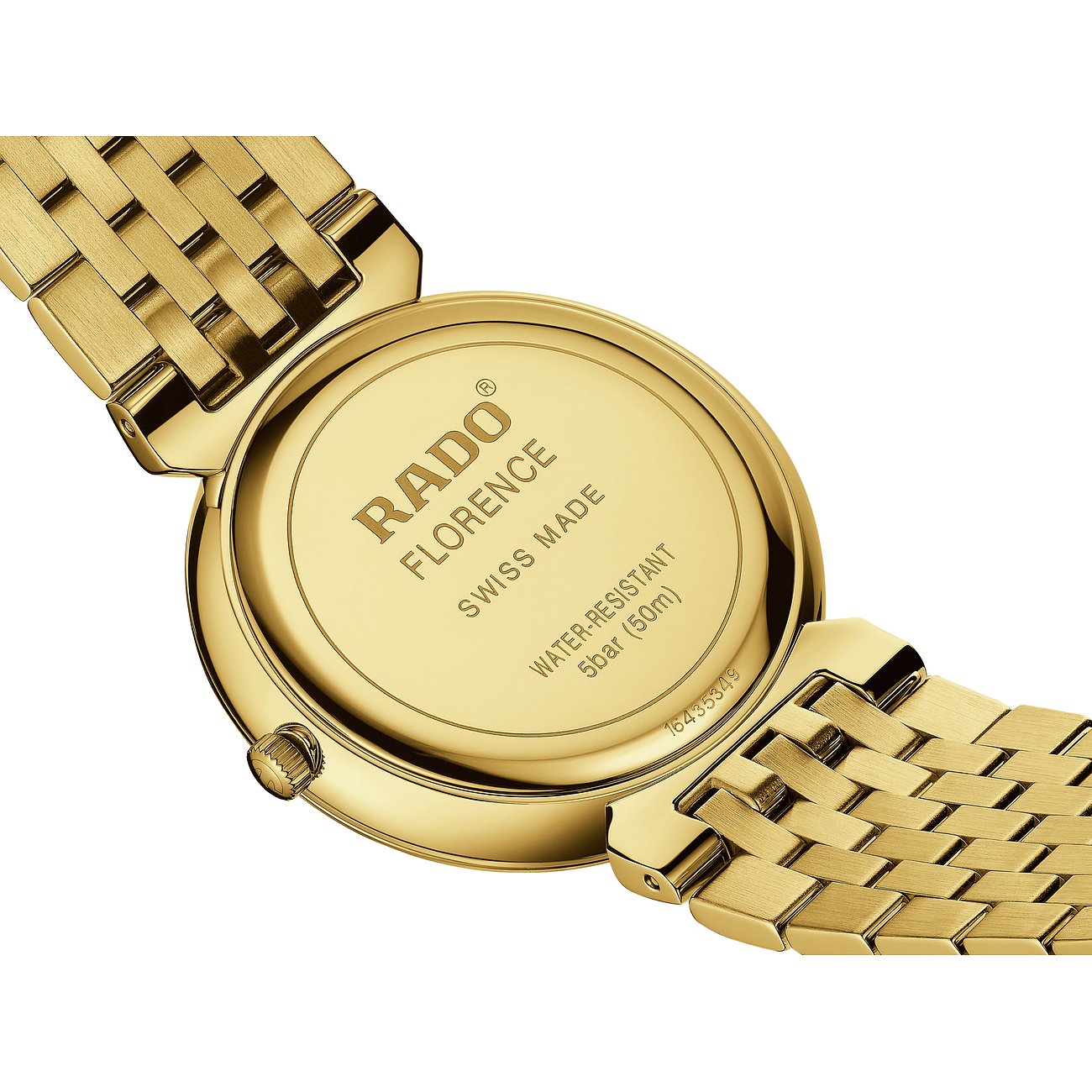 Rado Damenuhr aus Edelstahl, goldfarben, mit Gliederarmband.