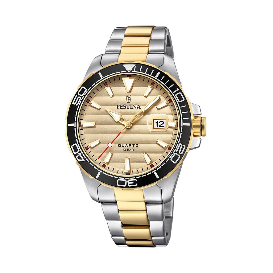 2. Chance - Festina Chronograph, Herren, Edelstahl, Armband: Edelstahl, PVD beschichtet, Quarz, analog
