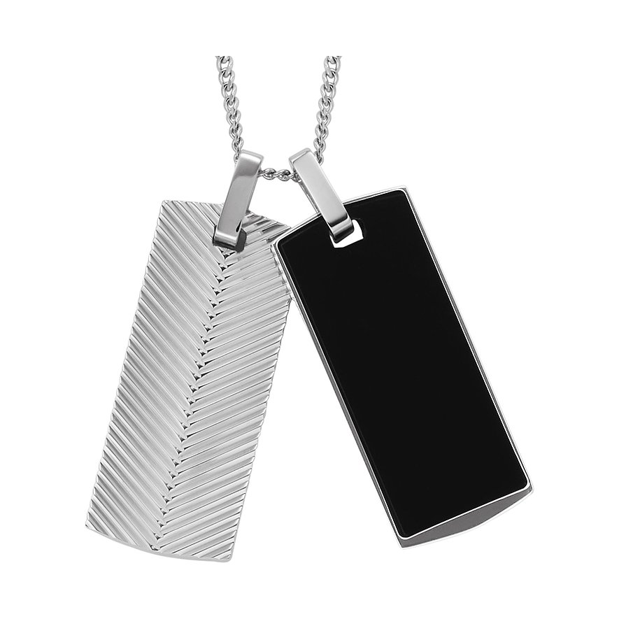 2. Chance - Fossil Kette, Onyx, Herren, Edelstahl, silber